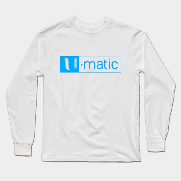 3/4" U-matic Light Blue logo Umatic Long Sleeve T-Shirt by PMM
